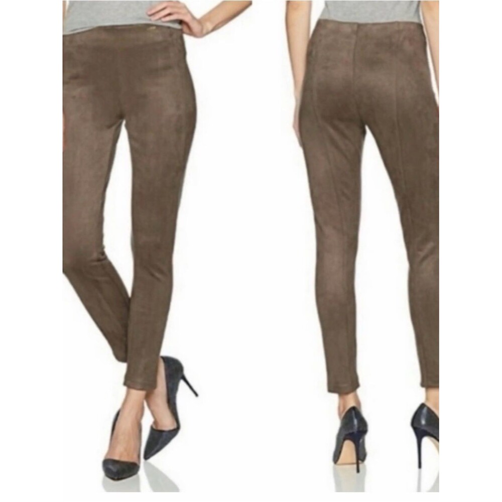 Ivanka Trump Taupe Faux-Suede Skinny Ankle Pants